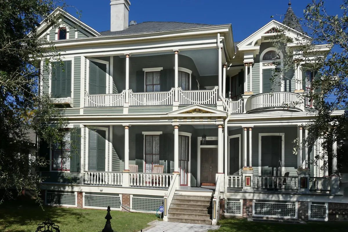 Illustrative photo, not this property: a restored two-story Victorian with double porches